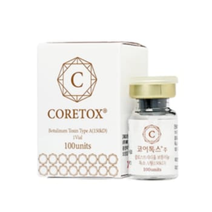 Coretox botulinum toxin product packaging, 100 units