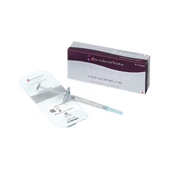 Juvederm dermal filler box and prefilled syringe