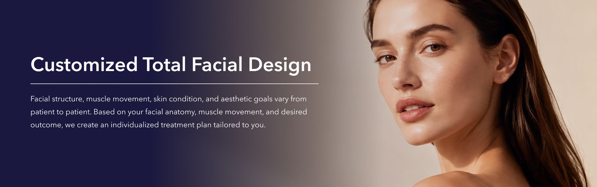 Banner on personalized facial design with woman's portrait