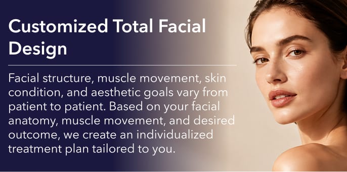 Banner on personalized facial design with woman's portrait