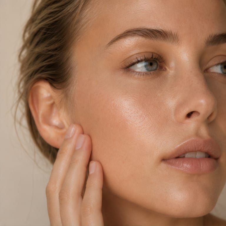 Person concerned about oily skin and excess sebum