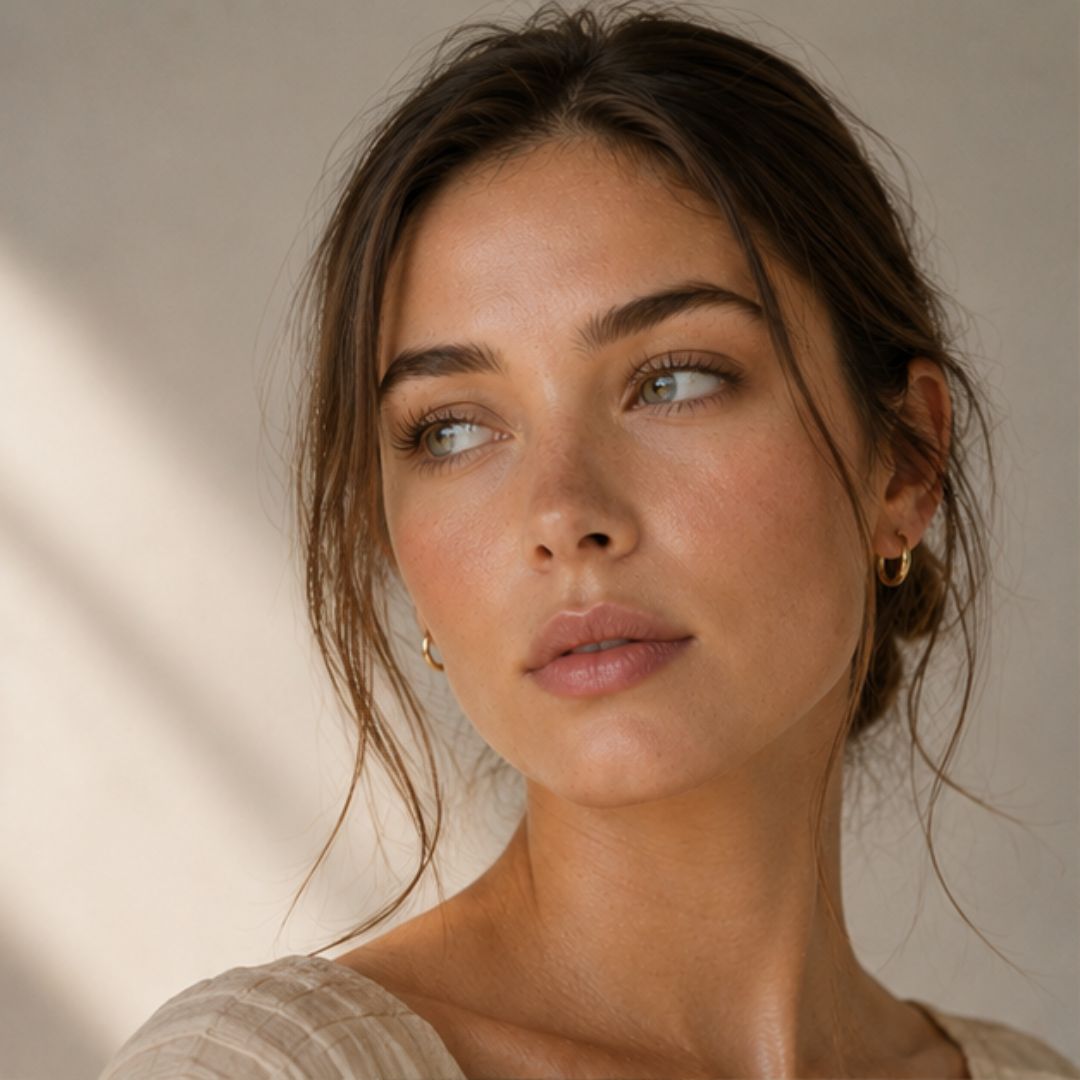 Person concerned about facial redness caused by rosacea