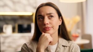 A woman struggling with acne