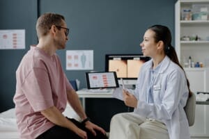 A doctor providing a professional consultation to a patient.
