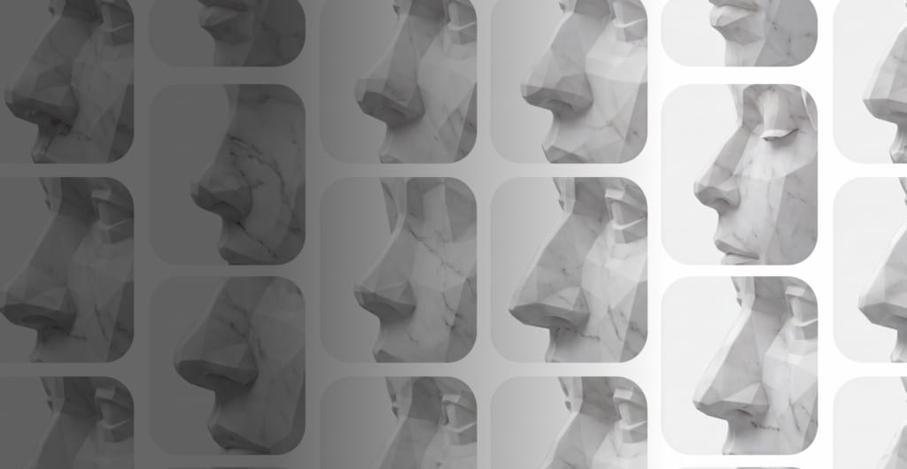 Marble-style sculpted nose profile grid, BIANCA CLINIC rhinoplasty