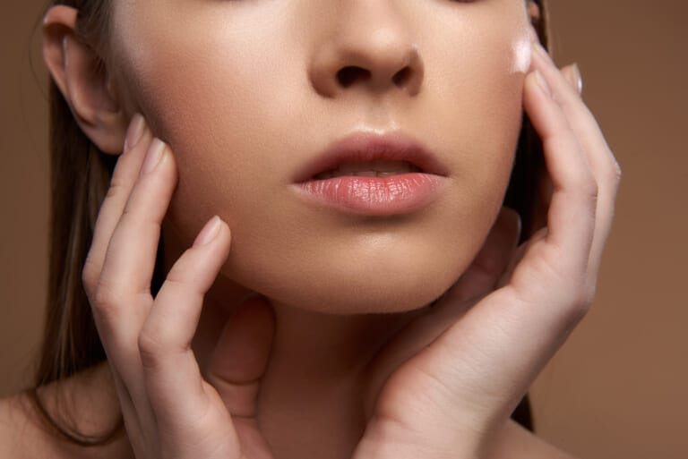 Close-up of a woman with smooth firm skin