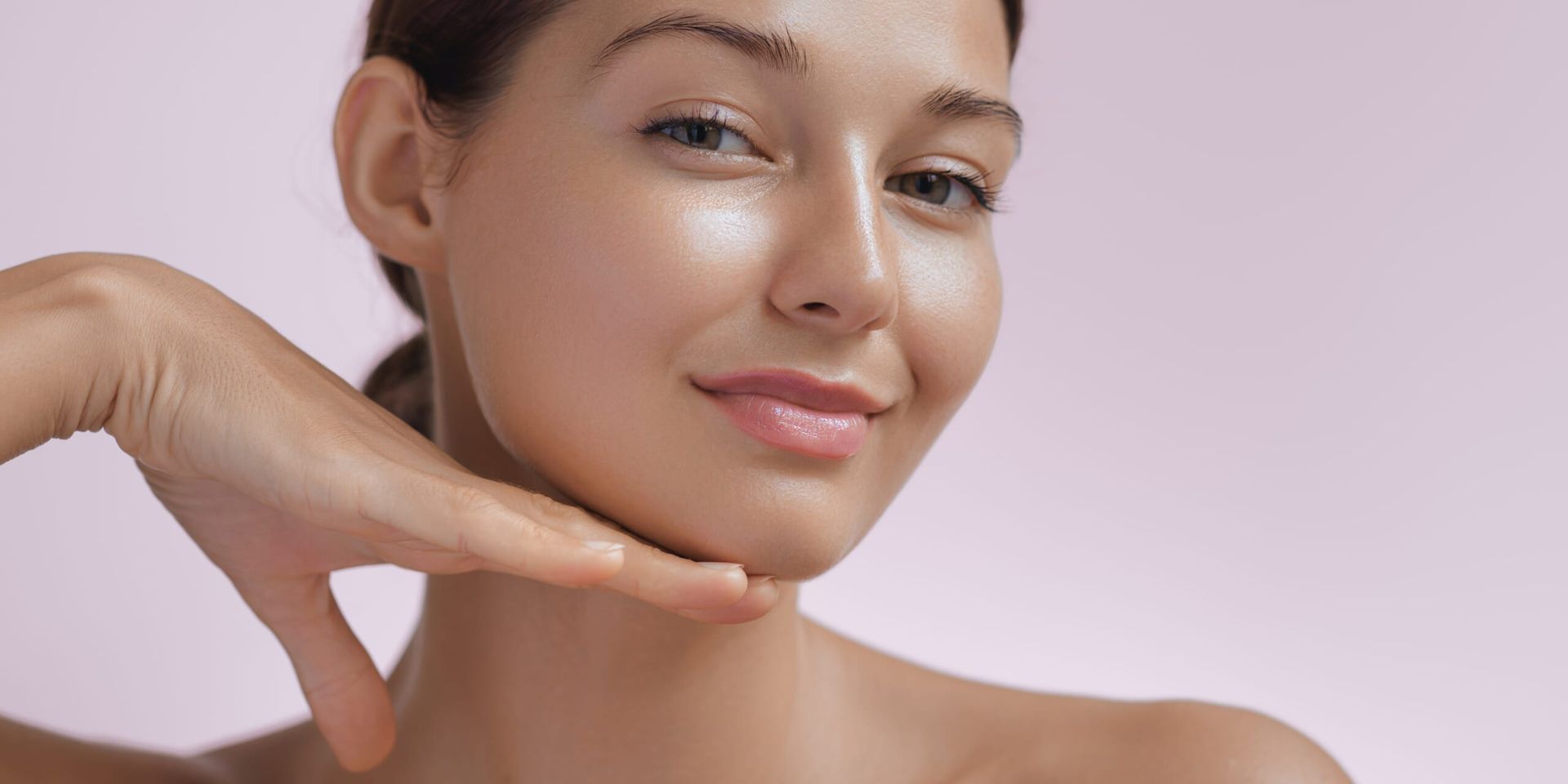 A woman with a defined jawline