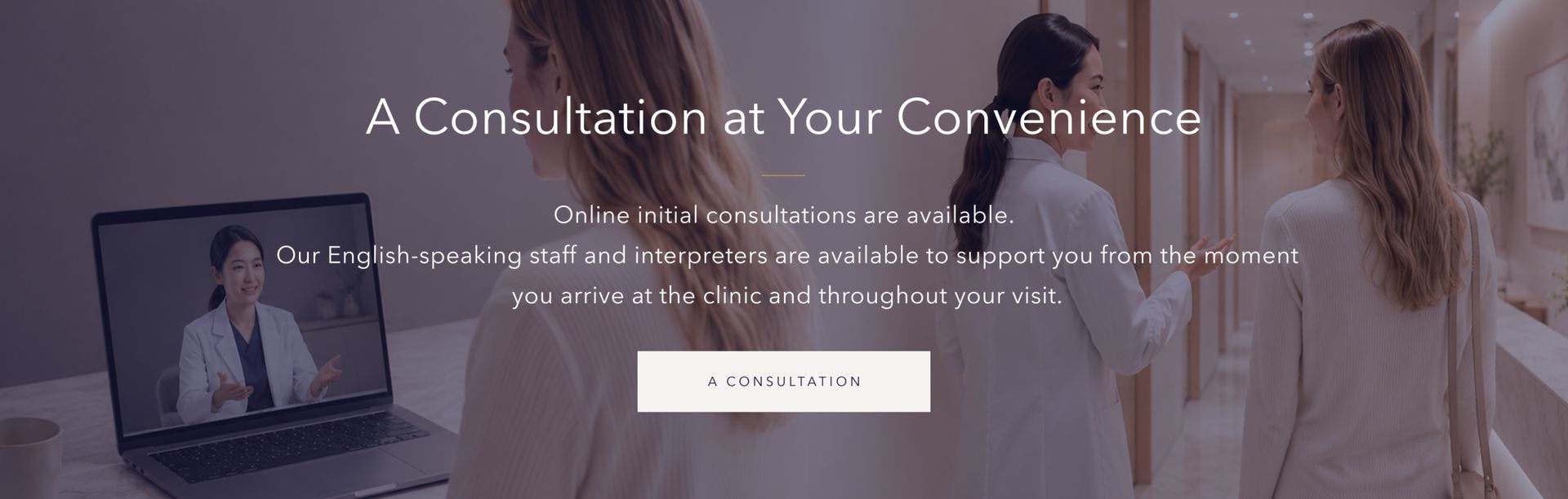 BIANCA CLINIC banner promoting online consultations with English-speaking staff