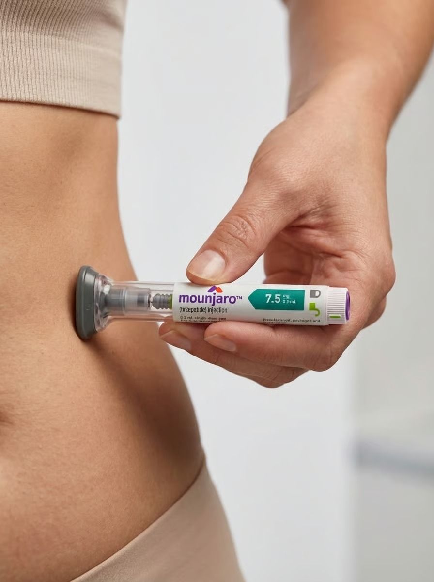 Mounjaro self-injection pen with abdominal injection site