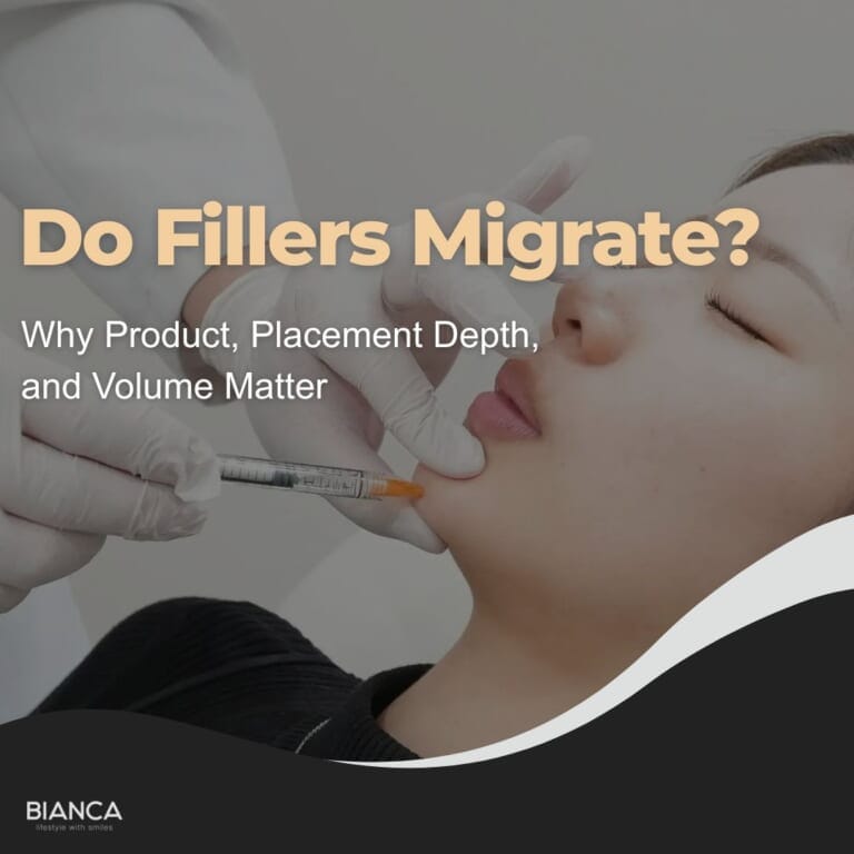 Guide on dermal filler migration, product selection, placement depth, and injection volume at BIANCA CLINIC.