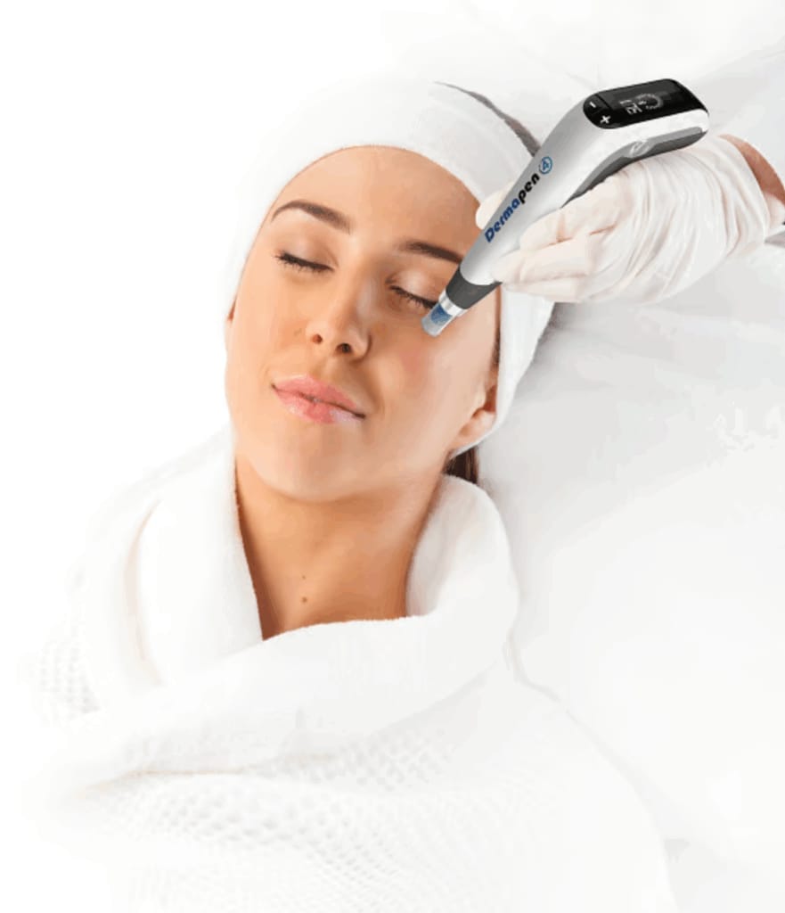 A woman undergoing skin treatment