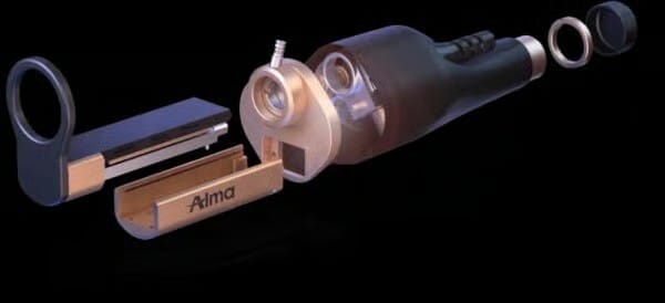 Alma Hybrid ProScan applicator in contact with the skin
