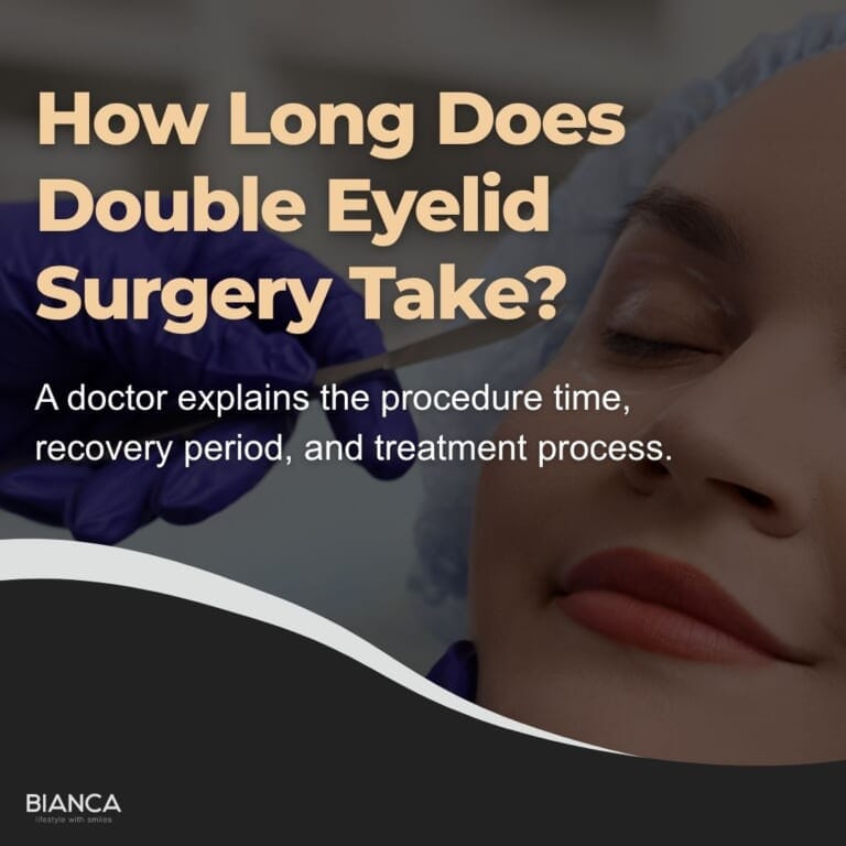 Featured image for an article in which a doctor explains the duration, downtime, and treatment process of double-eyelid surgery.
